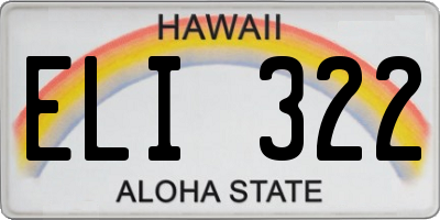 HI license plate ELI322