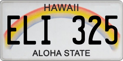 HI license plate ELI325