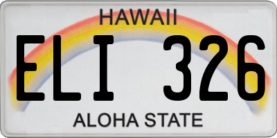 HI license plate ELI326