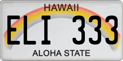 HI license plate ELI333