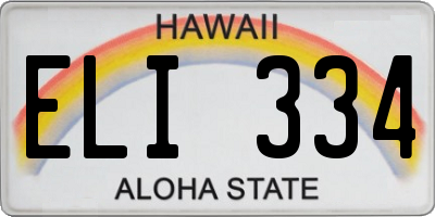 HI license plate ELI334