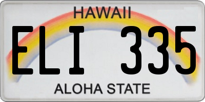 HI license plate ELI335
