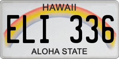 HI license plate ELI336