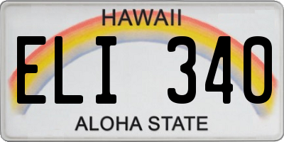 HI license plate ELI340