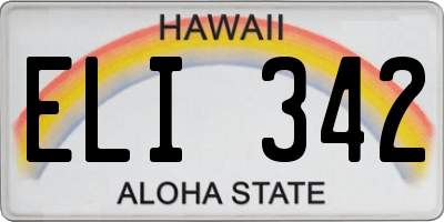 HI license plate ELI342