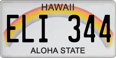 HI license plate ELI344