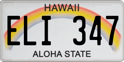 HI license plate ELI347