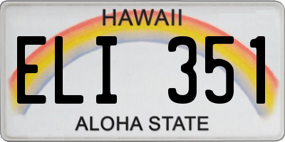 HI license plate ELI351
