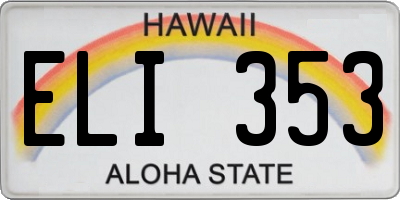 HI license plate ELI353