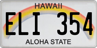 HI license plate ELI354