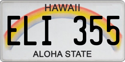 HI license plate ELI355