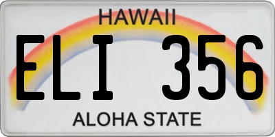 HI license plate ELI356