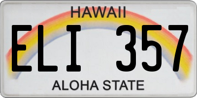 HI license plate ELI357