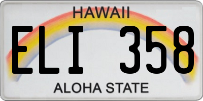 HI license plate ELI358