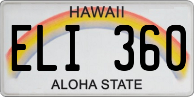 HI license plate ELI360