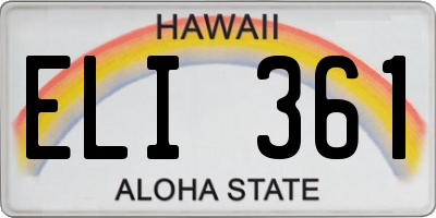 HI license plate ELI361