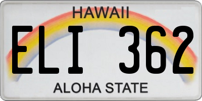 HI license plate ELI362
