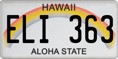 HI license plate ELI363