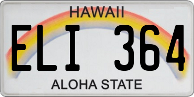 HI license plate ELI364