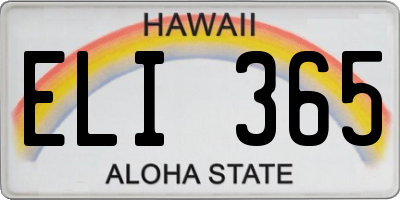 HI license plate ELI365
