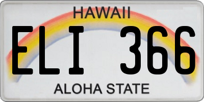 HI license plate ELI366