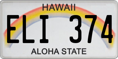 HI license plate ELI374