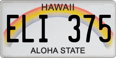HI license plate ELI375