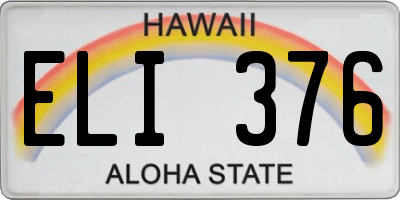 HI license plate ELI376