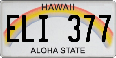 HI license plate ELI377