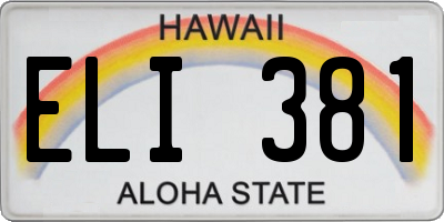 HI license plate ELI381