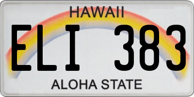 HI license plate ELI383