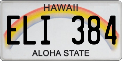 HI license plate ELI384