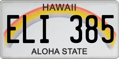 HI license plate ELI385