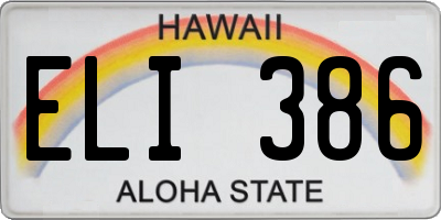 HI license plate ELI386