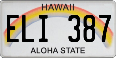 HI license plate ELI387