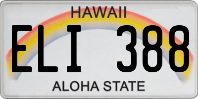 HI license plate ELI388