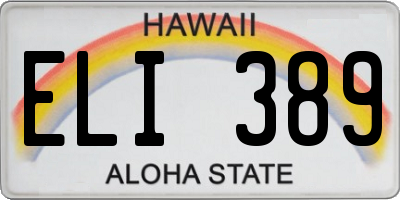 HI license plate ELI389