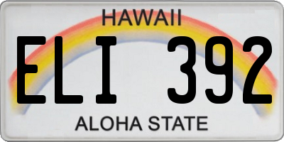HI license plate ELI392