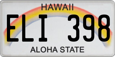 HI license plate ELI398
