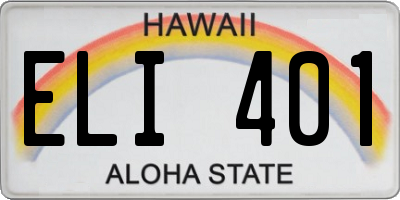 HI license plate ELI401