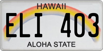 HI license plate ELI403