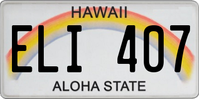 HI license plate ELI407