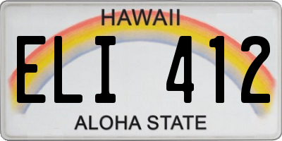 HI license plate ELI412