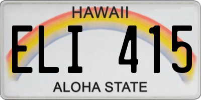 HI license plate ELI415