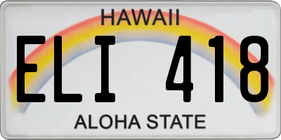 HI license plate ELI418