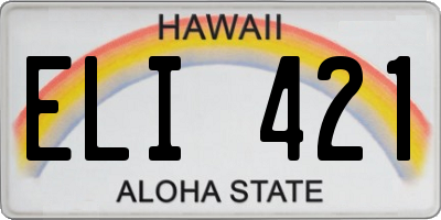 HI license plate ELI421