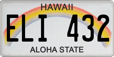 HI license plate ELI432