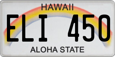 HI license plate ELI450
