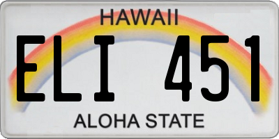 HI license plate ELI451