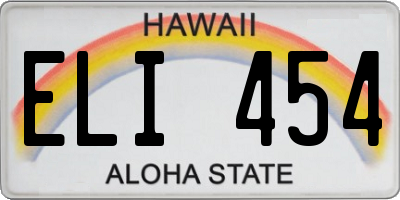HI license plate ELI454